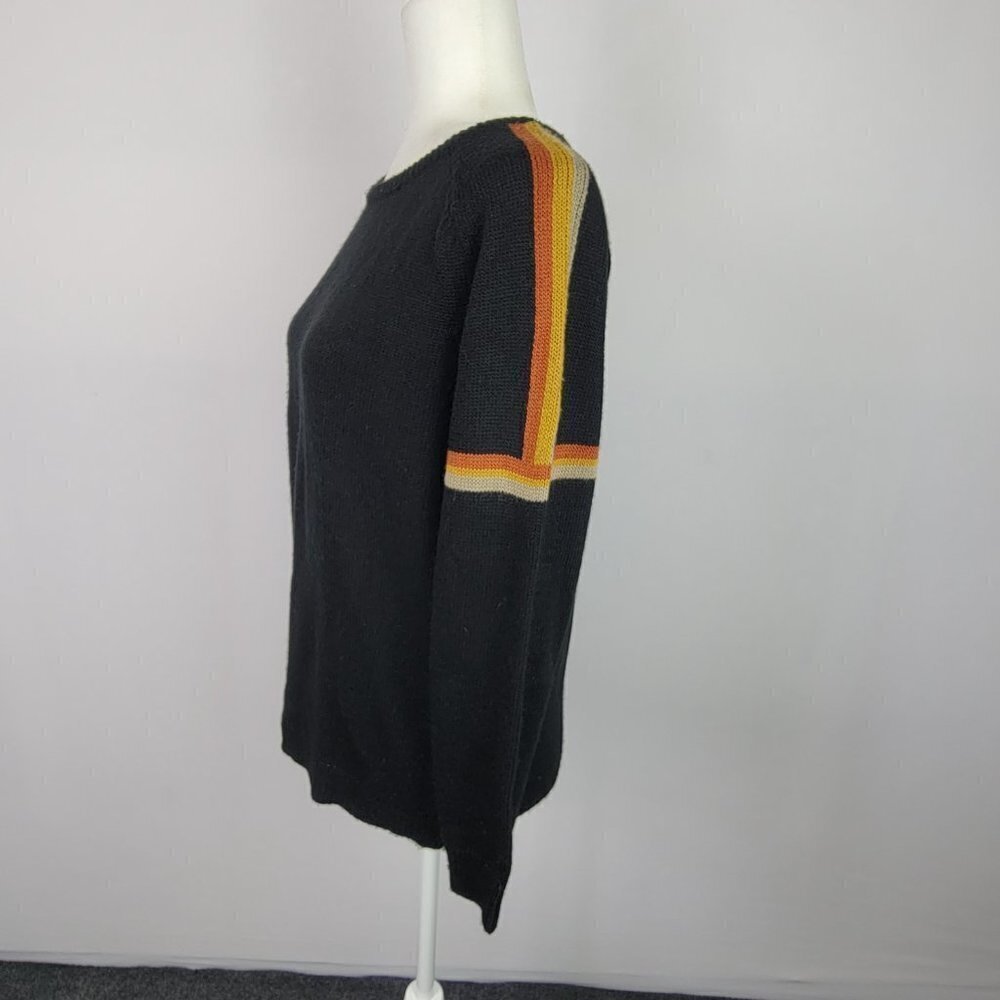 Don't  Ask Why Sweater Black Long Sleeve Boat Neck Pullover Acrylic Women's OS - Picture 3 of 9